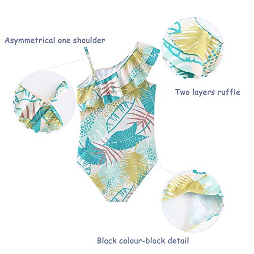 Image of Girls One Piece Swimsuits Hawaiian Ruffle Swimwear Kids Summer Bathing Suit 3-14 Years