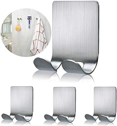 Fotosnow Razor Holder for Shower, Shaver Holder Hanger Wall Adhesive Shower Hooks Stand Stainless Steel Utility Hook Bathroom Kitchen Organizer-4 Packs