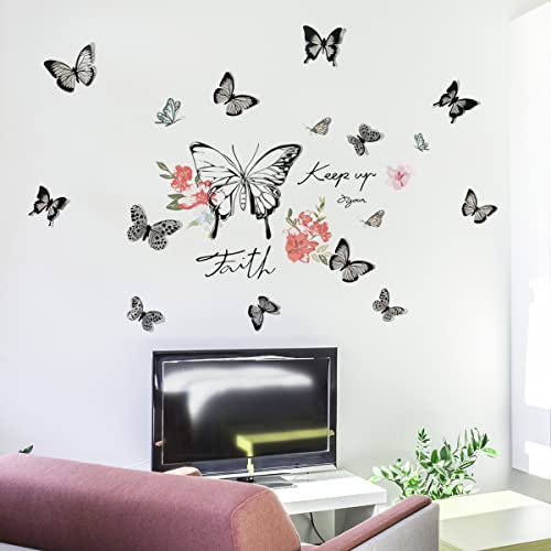 Alvinwin Butterfly Wall Decor Flower Vinyl Peel And Stick Big Wall Art Stickers Posters Decorations For Living Room Bedroom #TOP4