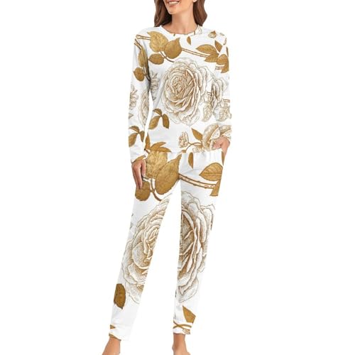 Pyjama femme Fleur Brune ensemble manches longues pour stopper les nuits fraîches
