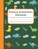 Dinosaur Primary Composition Notebook: with Dotted Midline and Picture Space for Grades K-2