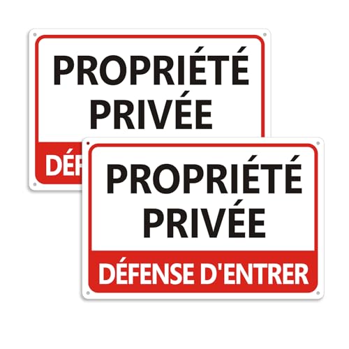 Panneau Propriété Privée Défense d'entrer Aluminium, Lot De 2 Panneau Propriété Privée Metal Alu Utilisation à L'ExtéRieur Et à L'IntéRieur, Montage Facile 300 x 200mm