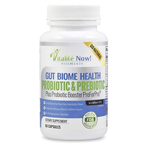 Premium Probiotic plus Ultimate Prebiotic - Gut Biome Builder & Restoration - 4.4 Bn CFU - Best for Women & Men - Bacteria Reaches Intestine within Hours - No Refrigeration - Bacillus Subtilis Cover