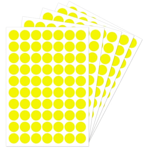 Ouzoustate 1 Inch Removable Yellow Dot Stickers 700 Pcs Waterproof Round Circle Labels Easy Peel Off for Boxes，Garage Yard Sale Stickers Price Tags Blank Label (Yellow, 1 inch)