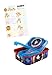 Avengers Captain America - Contenitore per il pranzo per bambini, con 3 scomparti + adesivo per nome