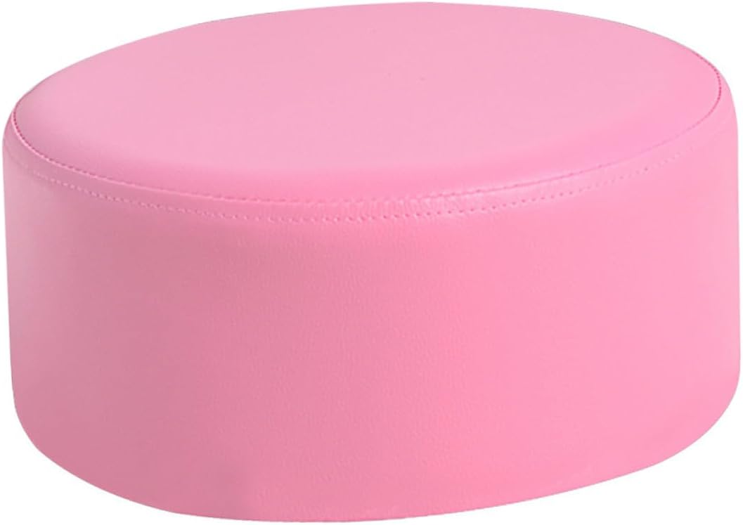 BESPORTBLE Small Round Stool 28x28x13cm Pu Footstool Lightweight Portable Pink for Bathroom Step Stool