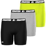 Starter Performance Men’s Boxer Brief – 3 Pc Pack, Men’s Underwear Boxer Briefs, Soft & Comfortable Waistband, Anti-Chafing- Black/Greay/Yellow-Large