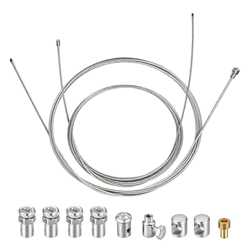 2 Pièces 2 Mètres Kit Réparation Câble Moto Universel Accélérateur Embrayage Frein avec 9 Raccords, Fil Acier Zingué Anti-Effilochage haute Résistance,...