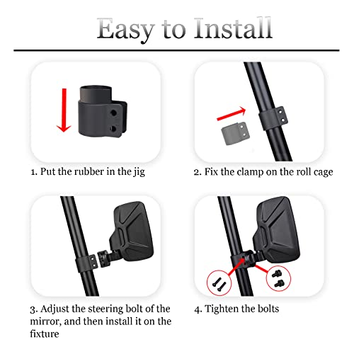 Utv Side Mirrors For 1.75"-2"Inch Roll Bar, Easy-Adjustable 2021 New Utv Side View Mirrors, Compatible With The Full Range Of Polaris Rzr, Kawasaki Mule Teryx, Honda Pioneer Sxs, Yamaha Rhino Yxz #TOP4