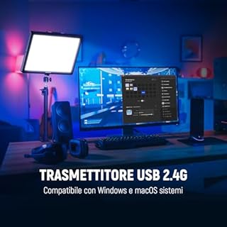 NEEWER 15,5" LED Streaming Key Light, CRI97+ Pannello Luce Video con Clamp Tavolo, Controllo 2.4G PC/Mac iOS/Android APP, Compatibile con Elgato Stream Deck per Gioco Riprese Zoom Call, GL1 PRO Nero