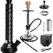 Kaya ELOX Eco Slice Small Shisha Set Alu Hookah altura 47cm con carbón, papel de aluminio para shisha, pinzas de papel y pinzas para carbón (Negro)