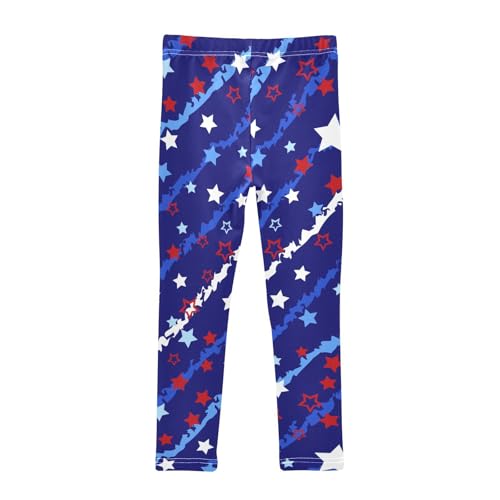 Red Blue Stars Girls Leggings,Workout Leggings for Girls Toddler Athletic Leggings Size for 3-10T2