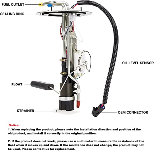 Carbole Fuel Pump Assembly Replacement For 1999 2000 2001 2002 2003 Ford F-150, 2004 F-150 Heritage, 1999 F-250 Fits E2237S, Fuel Sending Unit /Module /Level Sensor Kits #TOP1
