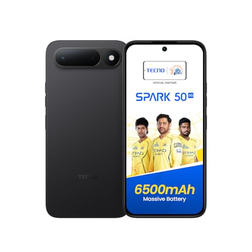 Spark 50 5G (Ink Black, 4GB+128GB) | 6500mAh Battery + 45W Fast Charger | Upto 18GB* RAM | MIL-STD 810H Protection | Fastest 8X Network Speed* with URSP | 120Hz Smooth Display | AI Flash Snap view 1