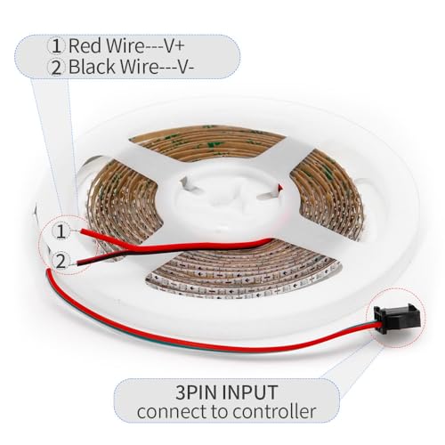 Tira LED WS2812B 3.2FT 160 LEDs/m RGB 2.7mm Ancho DC12V miniatura 5