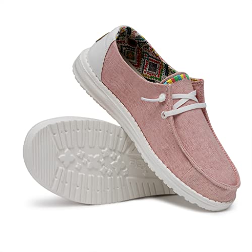 Image of HEYDUDE Women's Wendy Boho Slip On Shoe, Rose Size 6 | Lightweight Casual Loafer with Memory Foam Insole