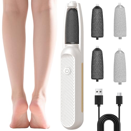 Lima eléctrica para pies para piel dura, elimina la piel seca para pies más suaves, cuidado de los pies para callos de piel muerta, color plateado y blanco