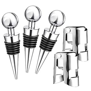 5 Stuks Champagne Stoppers Wijn Fles Stoppers, 2 Stijl Zilveren Vacuüm Sprankelende Wijnstop Roestvrij Staal Champagne…