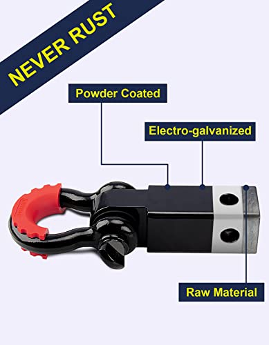 Shackle Hitch Receiver 2 Inch With Hitch Pin, 41918 Lbs Break Strength Never Rust Receiver Shackle Bracket Heavy Duty And Solid With 3/4'' D Ring Shackle, Towing Accessories For Trucks #TOP1