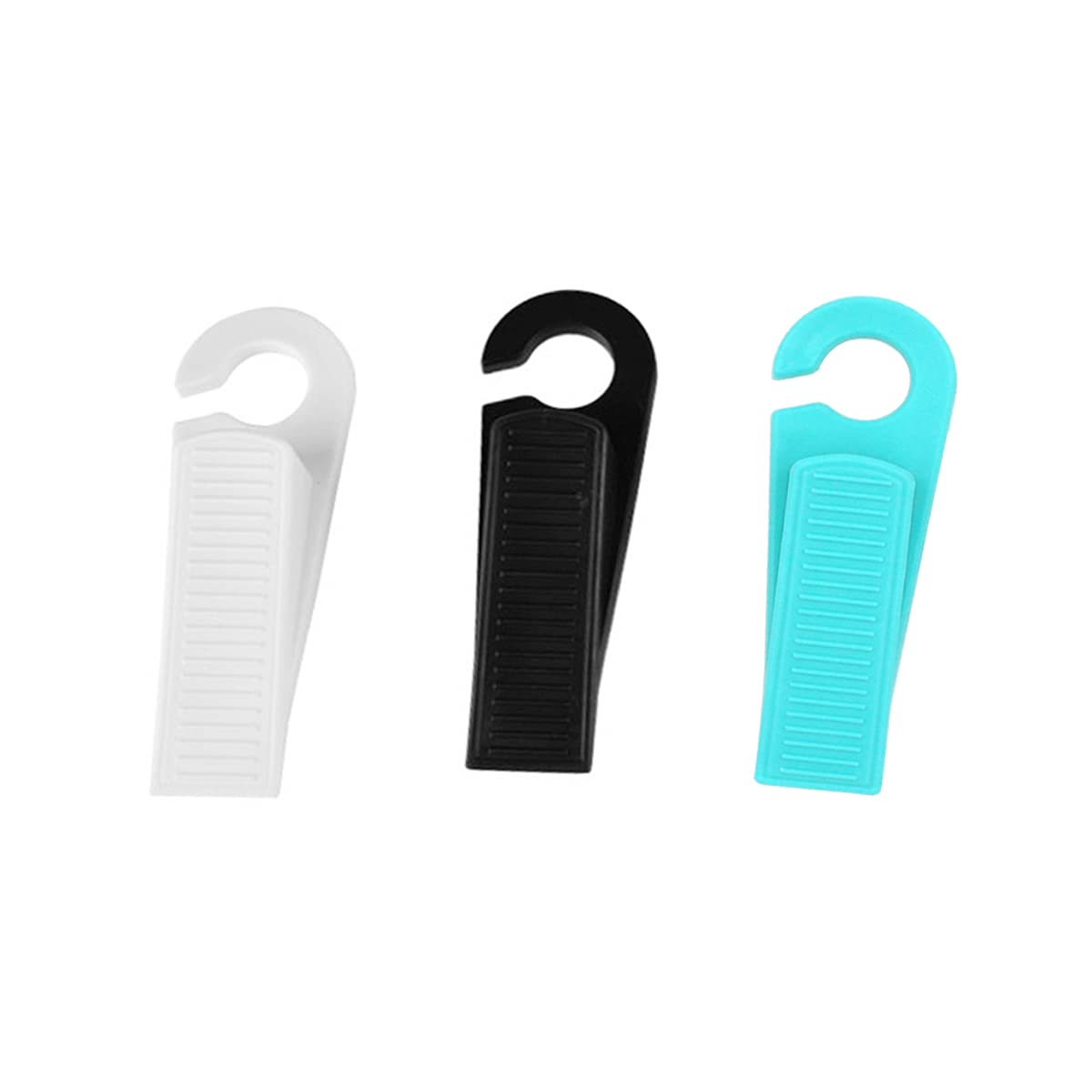 Door Wedge, 3 Pcs Door Stopper Wedge Rubber Non-Slip Door Jammer Door Wedge for Homes Offices Work Shops (Black White Blue)