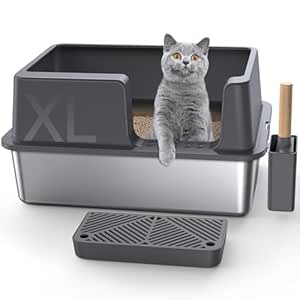 Katzenklo Edelstahl - Auslaufsichere Katzentoilette 40x30x19 Cm Mit Schaufel