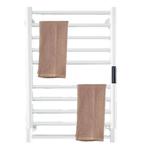 Sèche-Serviettes électrique Mural Blanc 10 Barres avec Minuterie de Salle de Bain