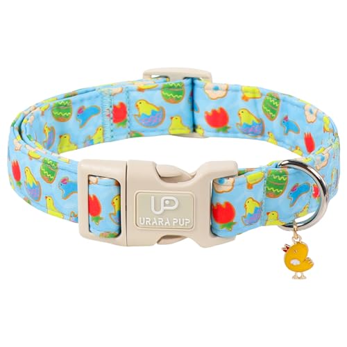 Image of Easter Day Dog Collar, UP URARA PUP Easter Bunny Adjustable Pet Collar with Quick Release, Colorful Rabbits Dog Collars for Small Medium Large Dogs