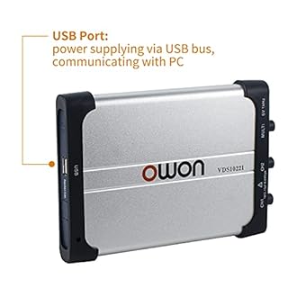 OWON VDS1022i Oscilloscopio USB basato su PC, 2+1 (multi) canali Oscilloscopio portatile portatile, oscilloscopio virtuale Larghezza di banda 25 MHz con isolamento del canale oscilloscopio