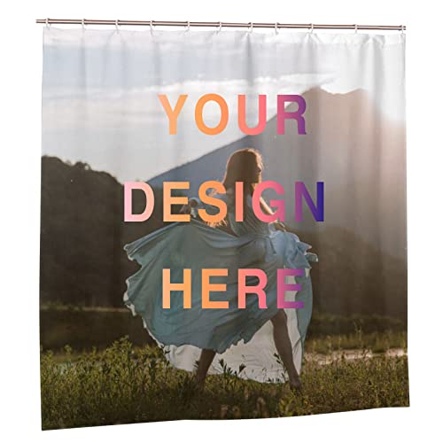 Custom Photo Shower Curtains Custom Image Shower Curtain with Your Photo Text Custon Backdrop Personalized Shower Curtain for Bathroom set with 12 Plastic Hooks, 180x180 cm
