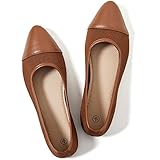 POVOGER Women's Pointed Toe Flats Womens Dressy Ballet Flats Foldable Low Heel Dress Shoes Comfortable (Brown,US6)