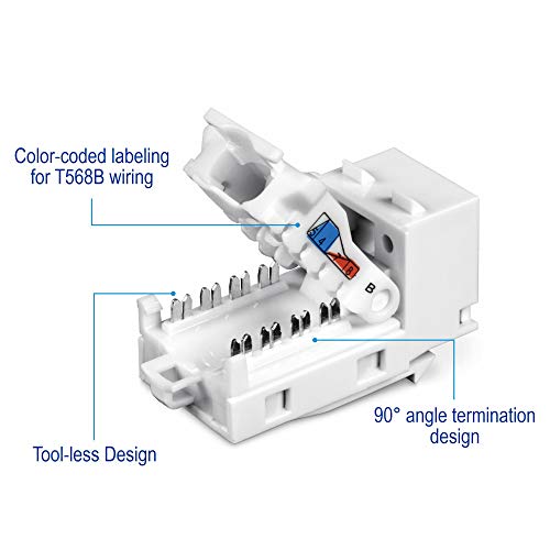 Trendnet Cat6 Keystone Jack, 25-Pack Bundle, 90° Angle Termination, Compatible With Cat5, Cat5E, Cat6 Cabling, Color-Coded Labeling, Gold-Plated Contacts, Tool-Less Design, White, Tc-K25C6 #TOP4