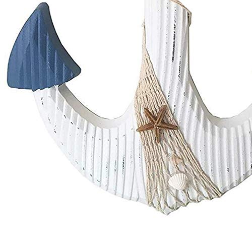 T&Garice Hanging Nautical Wooden Anchor Wall Decor,18''H,Rustic Anchor Wall Art Sculpture Beach Theme Home Decoration-White #TOP1
