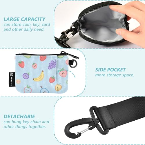 Blue Cartoon Fruits Dual Wristlet Wallets for Women Mini Fashion Change Purse Wallet with Wristlet Strap for Ladies 2 Pcs tarjetero para tarjetas de credito3