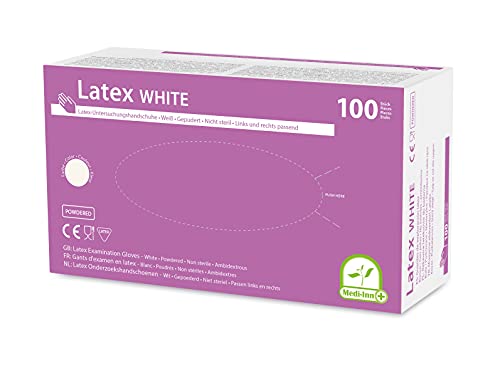 Medi-Inn Latex white Einmalhandschuhe gepudert weiß (S, 100 Stück)