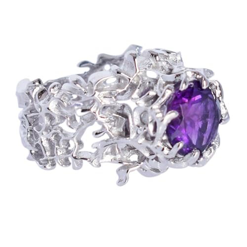 Bague améthyste naturelle lilas frangipani argent 925 pour sublimer vos soirées