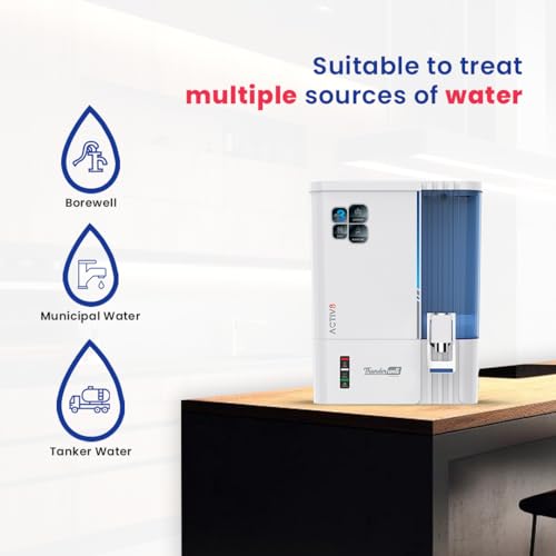 Image of Thunderwell ACTIV8 RO UV UF Water Purifier for Home | Zinc Copper Alkaline | 12 Stage Purification | TDS Controller | 10L Storage Tank | White