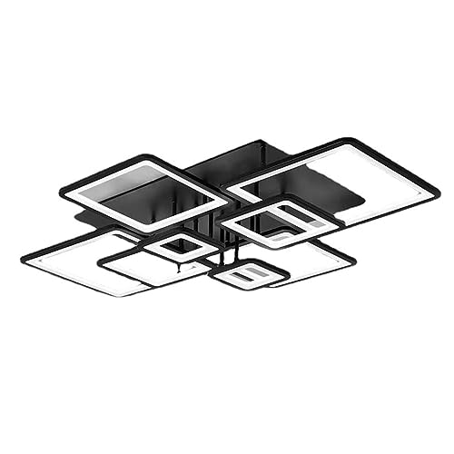 Lámpara de Techo Moderna de 8 Luces LED cuadradas, acrílicas y geométricas, Ideal para Sala de Estar, Cocina, Dormitorio, Hotel y Restaurante (atenuable, Color Negro).