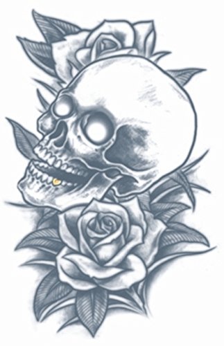 Tinsley Transfers Skull & Roses Prison Temporary Tattoo TT-PR314