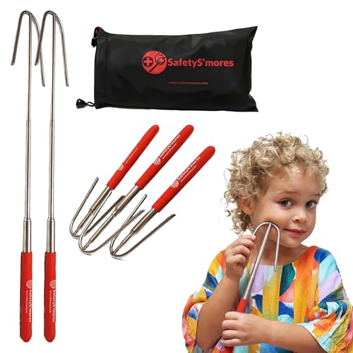 Safety S’mores – Safest Smores Roasting Stick – Kid Friendly Campfires Skewers for Roasting Marshmallows and Hotdogs (4)