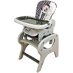 Trona Pupitre Jane Trona para bebé convertible en mesa y silla, modelo panda gris. Trona o silla para niños