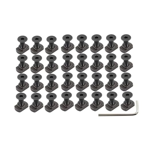 16 Pack M5 T-Nut Screw Replacement Sets,Compatible with Rail Mount, with Thread Locking Screws, Wrench and Nuts, Hardware for Standard Rail Systems (16 x Screws, 16 x Nuts and 3 x Wrench)…