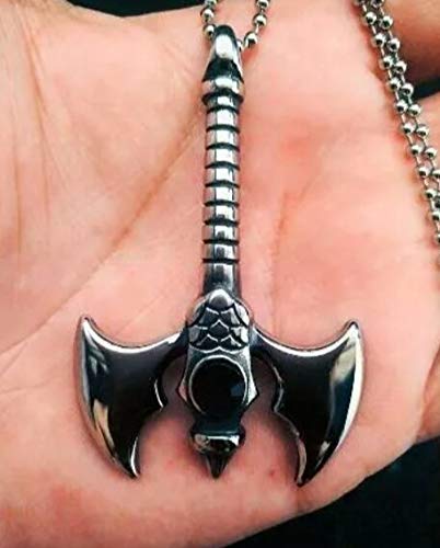 Pingente Aço Inox e corrente Viking Xangô Celta Thor Machado Ragnar Axe