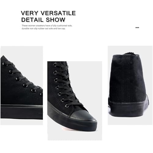 rosyclo Women's High Top Canvas Sneakers Fashion Lace-up Classic Casual Walking Shoes4