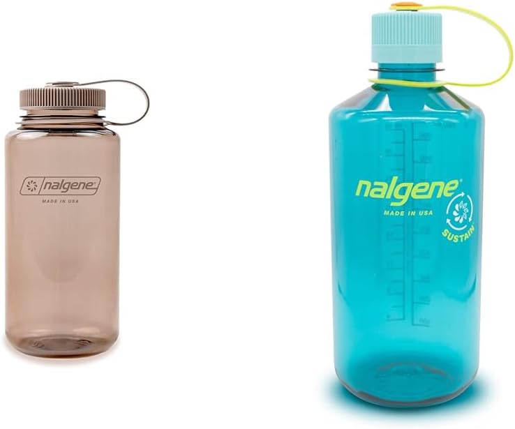 Nalgene Monochrome BPA-Free Recycled Reusable Water Bottle for Backpacking, Hiking, Gym - 32 oz Shatterproof - Mocha & Sustain Tritan BPA-Free Water Bottle Made 32 OZ, Narrow Mouth
