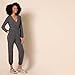 Amazon Essentials Women's Knit Surplice Jumpsuit (Available in Plus Size), Charcoal Heather, Small