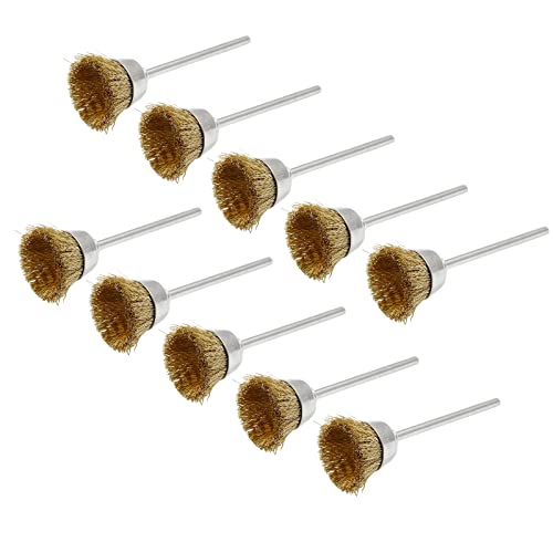 Image of 20Pcs Wire Wheel Brushes Cup-Shape Brass Wire Brushes with 3 /32 inch Shank for Rotary Tools, Bowl-Shape Polishing Cleaning Tools