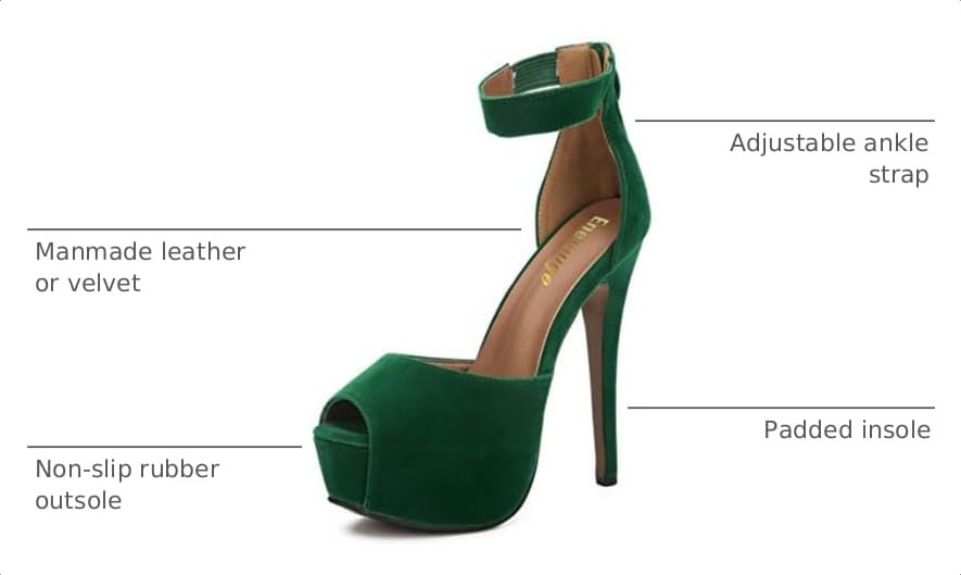 Image of Enelauge Women's Sexy Ankle Straps Peep Toe Buckle Platform Stiletto Wedding Party High Heels Sandals