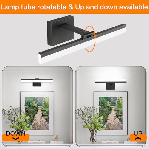 Image of SOLFART 18 Inch Vanity Lights for Bath Dimmable Bathroom Lights Over Mirror Black Bathroom Light Fixtures Wall Light Fixtures Indoor Modern Light Fixture