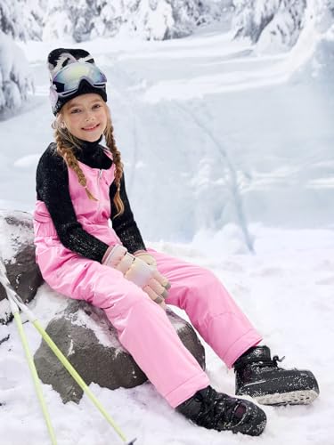 Image of Haloumoning Kids Snow Bibs Girls Ski Pants Waterproof Insulated Snowboard Overalls Snowsuit 5-14 Years
