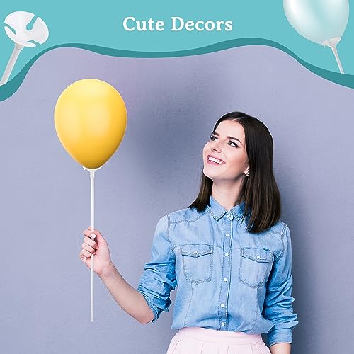 Image of PP OPOUNT 20 PCS Long Balloon Sticks, 15.7 inches Balloon Sticks with Cups | Plastic Balloon Sticks for Anniversary, Birthday, Party, Wedding Decoration, Balloon Sticks for Centerpieces